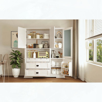 Traditional Freestanding Buffet Hutch Kitchen Storage Cabinet