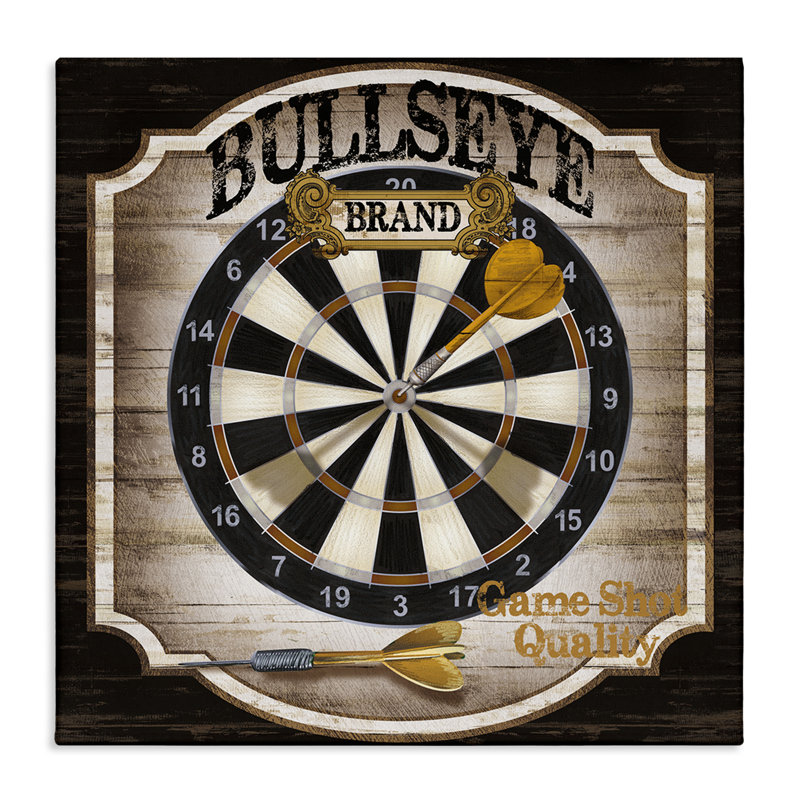 «Rustic Bullseye Darts Game», art mural par Conrad Knutsen, H 17 po x l 17 po
