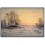 «Winter Sunset Cabin Landscape», art de chambre à coucher, reproduction d'art sur toile encadrée-132863474-132863478