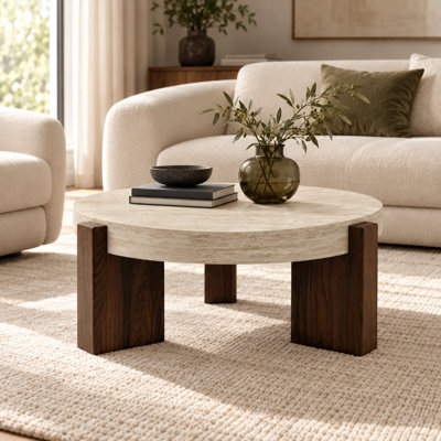 Designer-Inspired Faux Stone Coffee Table