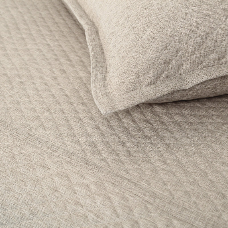 Faux Flax Coverlet Set , Pumice, King Coverlet + 3 Euro Shams