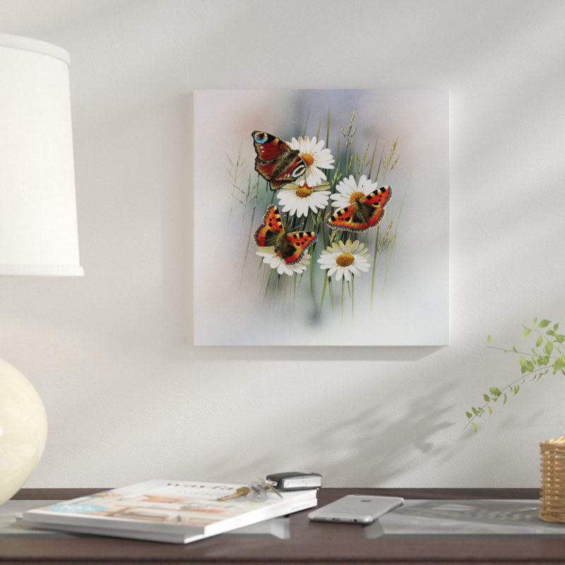 «Butterflies», impression sur toile, H 18 po x l 18 po x P 1,5 po, Pas de tapis, Toile tendue
