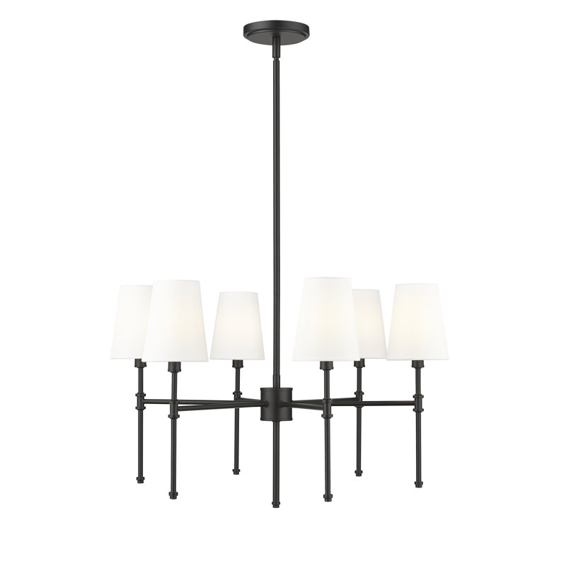Lustre à 8 lumières de 30 po de largeur Adorra - nickel poli, H 15,75 po x l 25,75 po x P 25,75 po, Noir mat, 6