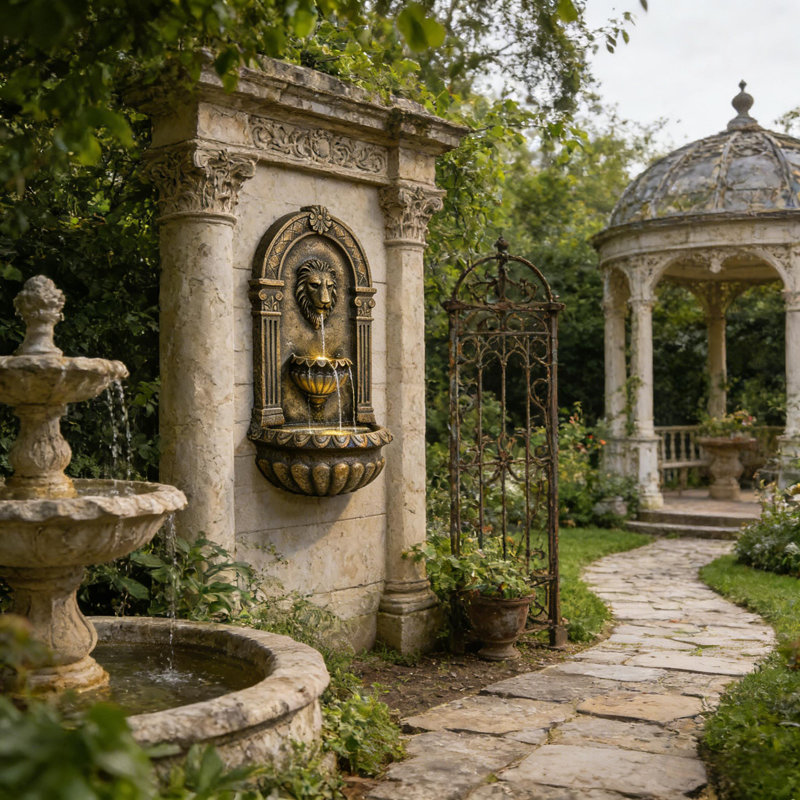Outdoor Fountain,Wall-Mounted Fountain,Cascading Waterfall