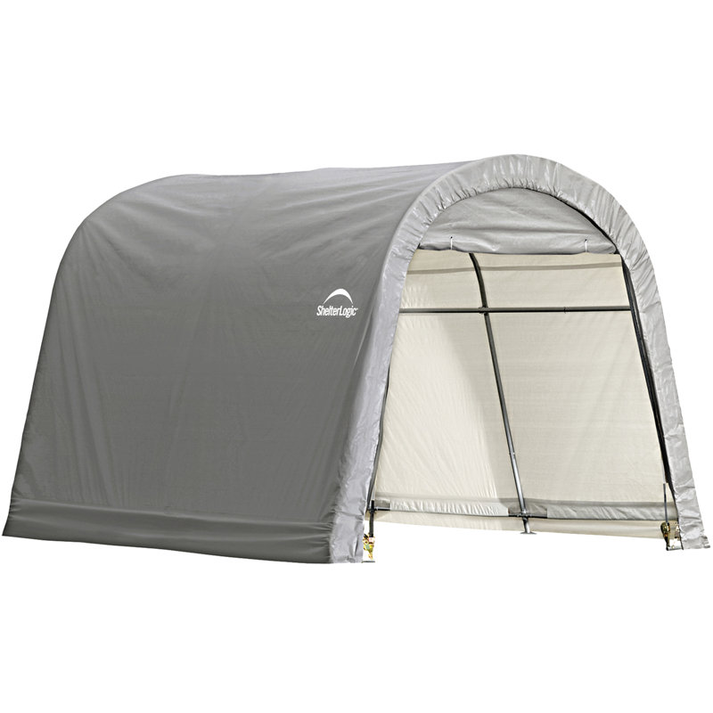 10' x 10' Gray Round Roof Outdoor Storage Shed with Roll-Up Doors