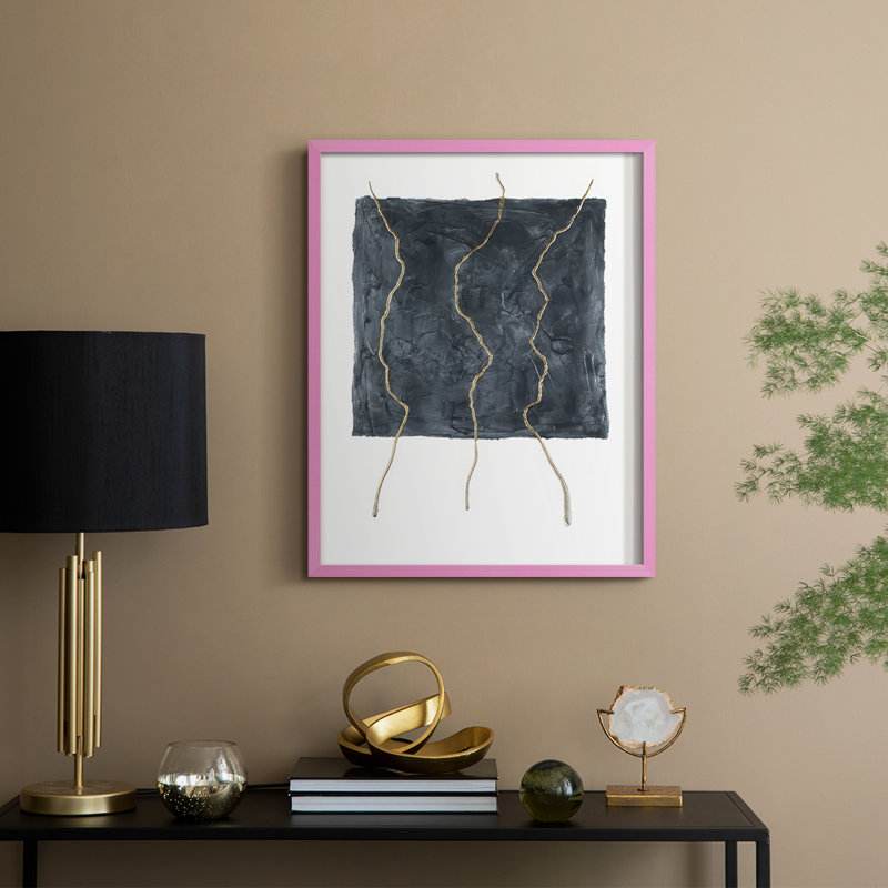 Divided Plot III Framed Print - Solid Wood, Pink, 11" H x 9" W