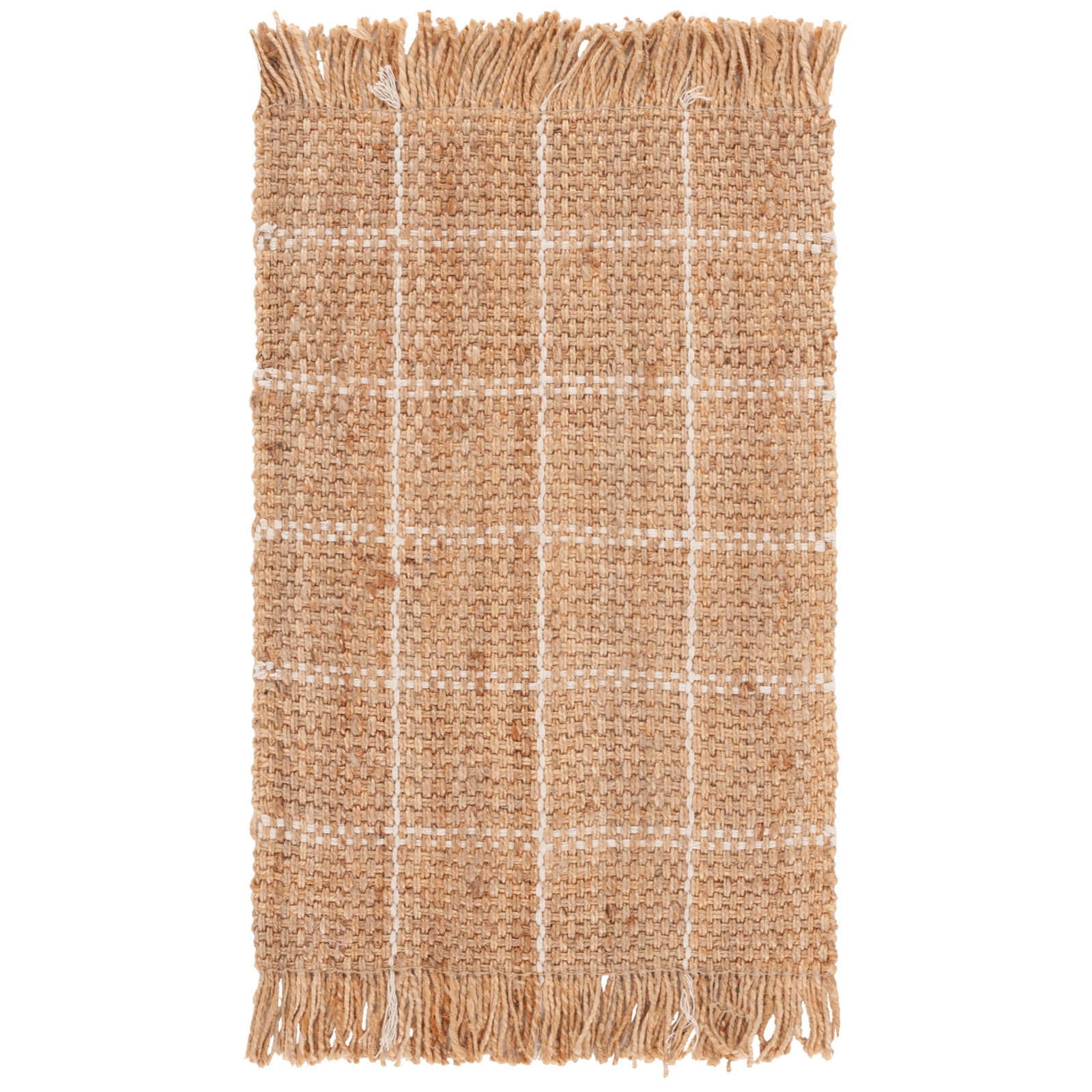 Natural Fiber 602 Hand Woven Jute Geometric Rug, Rectangle 4' x 6'