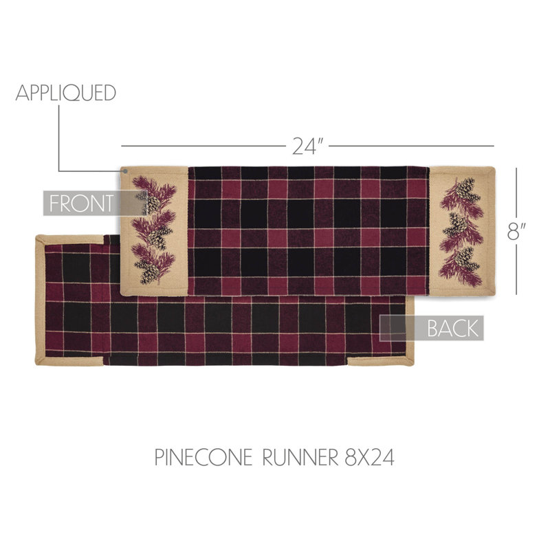 Quogue Rectangle Plaid Cotton Table Runner, 24" L x 8" D