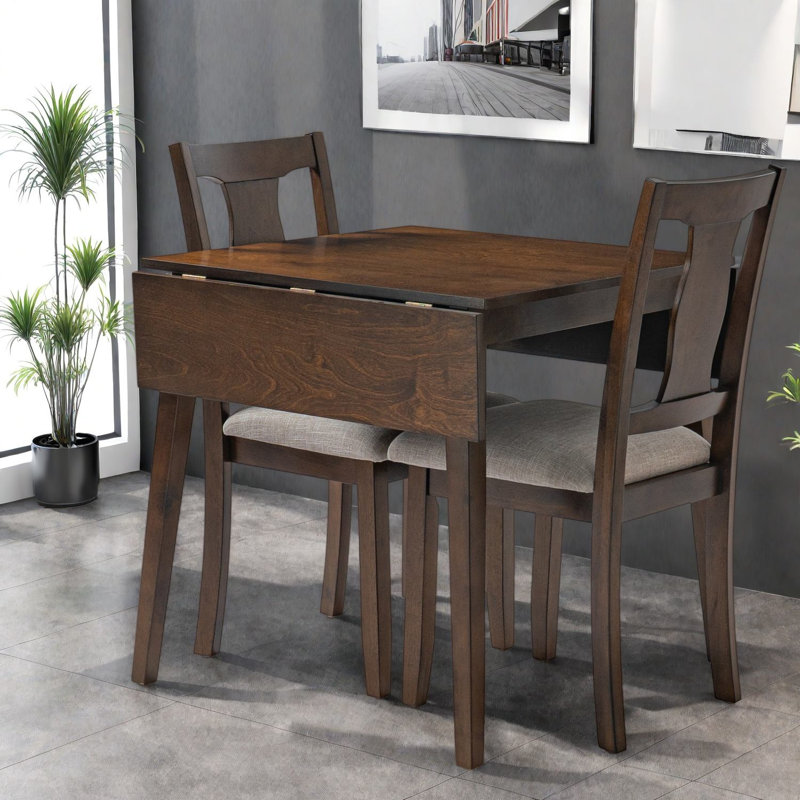 Ensemble table et chaises de salle à manger à abattants gain de place, plateau en MDF, style ferme moderne pour petite cuisine