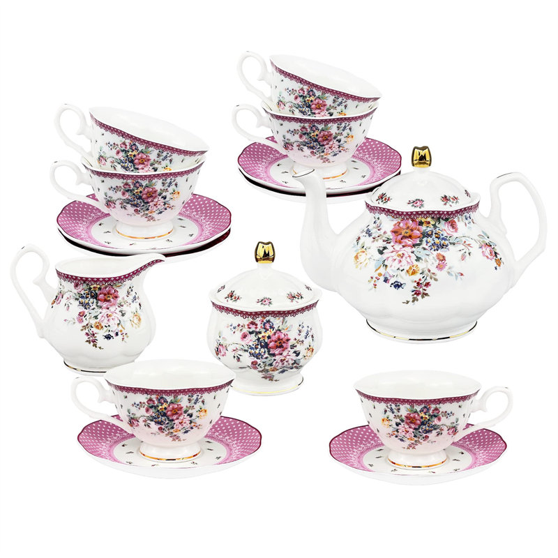 DNGJU 30.4oz. Floral Teapot Set