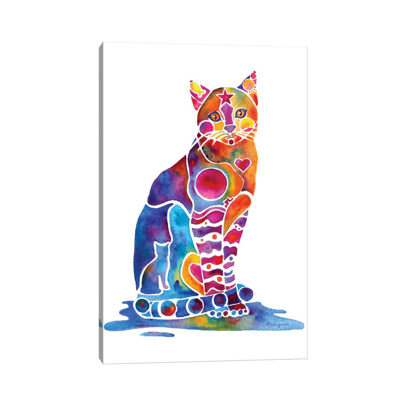 Carley Cat par Jo Lynch - peinture sur toile tendue, H 26 po x l 18 po x 1,5 po