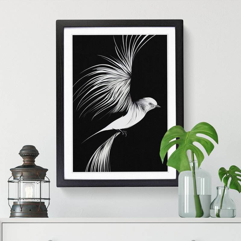 FRM-V0523-240X Bird Gestural - Single Picture Frame Print, 46cm H x 34cm W x 2cm D, Black Framed