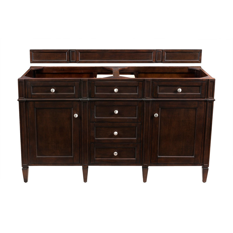 Brittany 60'' W Double Vanity, Burnished Mahogany, Charcoal Soapstone, 8" Widespread