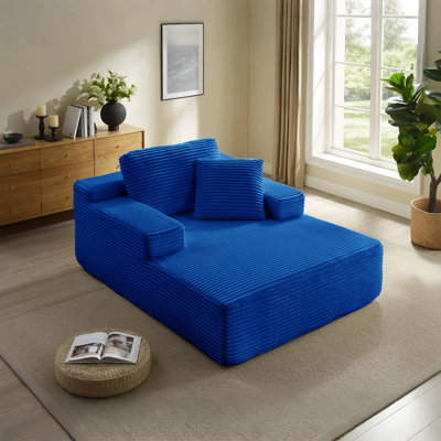 50.7'' Oversized Chaise Lounge Chair Indoor, Upholstered Compression Cloud Sofa Deep Seat,Modern Corduroy Sleeper Loveseat Chair for Living Room Bedroom Reading,No Assembly Required