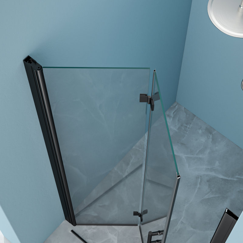 34 - Inch Wide X 72 High Fold Shower Door With Matte Black Finish, 1/4 Thick Tempered Glass, Bi Design, Water To Buildup, Quality Aluminum Frame And Hinges, Reversible Opening, 180 Rotating