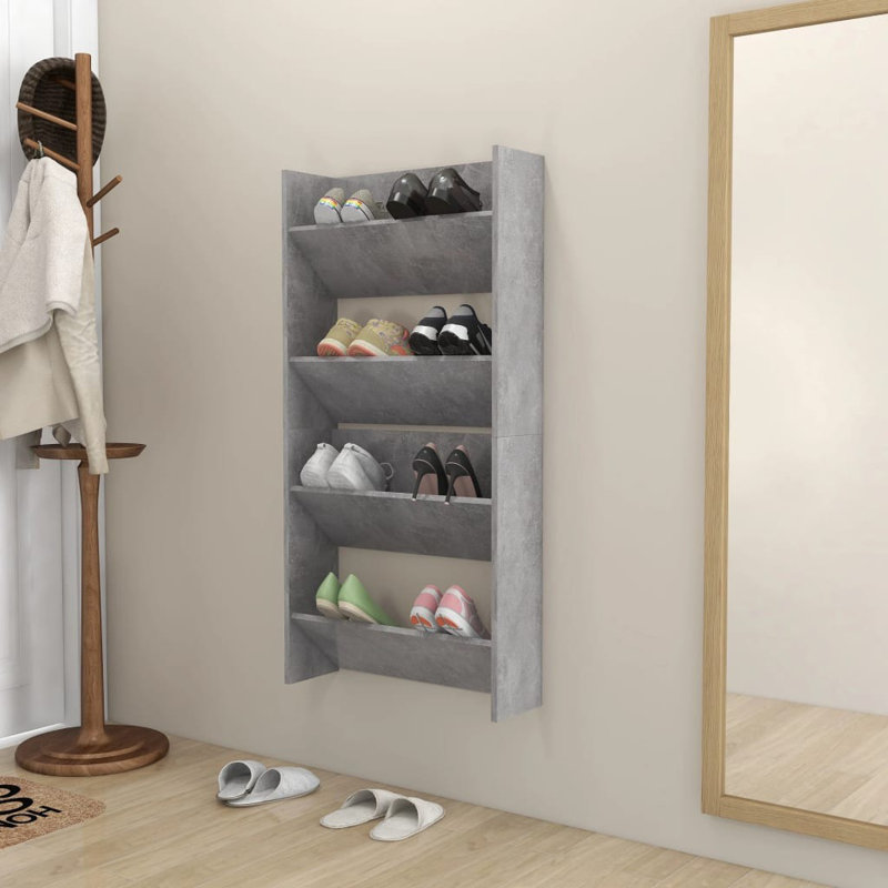 8 Pair Shoe Rack, Concrete Grey