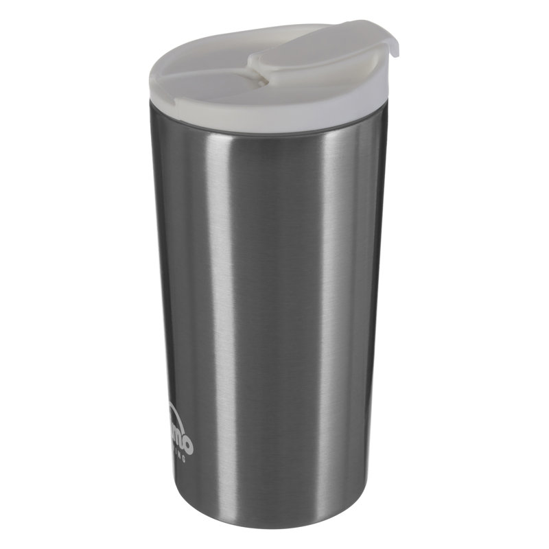 Symple Stuff Double Wall Insulated Stainless Steel Travel Mug, Silver/White