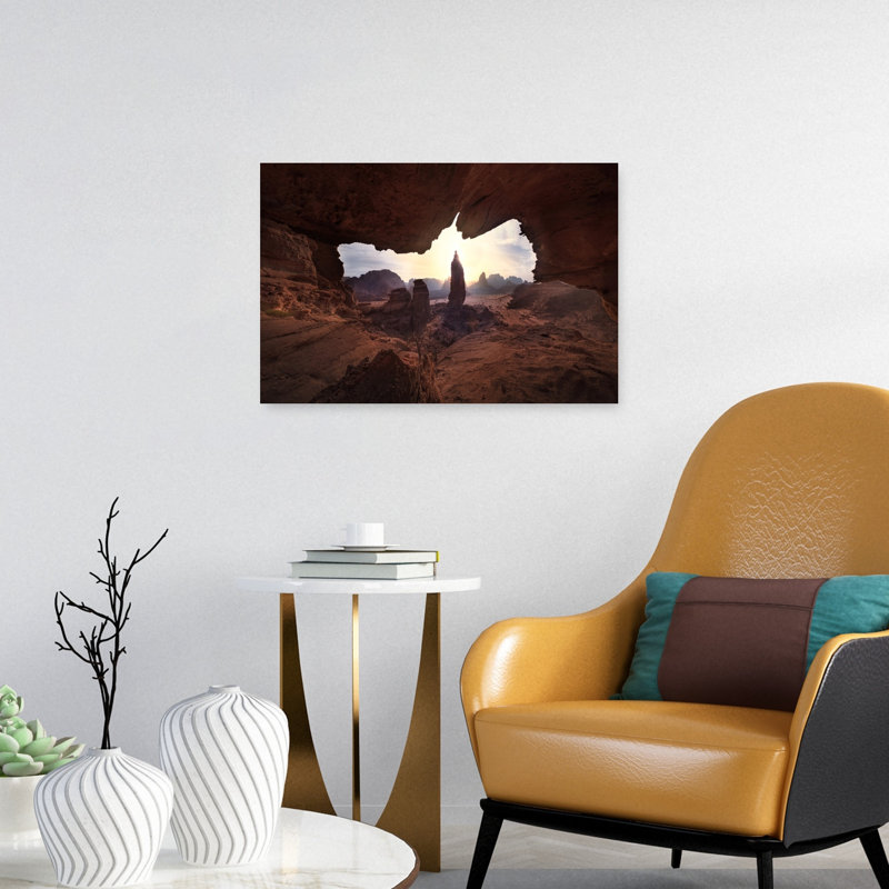 «Sunlit Desert Arch Dramatic Serene Tranquil Landscape Nature», reproduction d'art murale, H 16 po x l 24 po