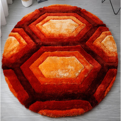 Tapis orange / rouge / noir à poils longs Corey-Leigh