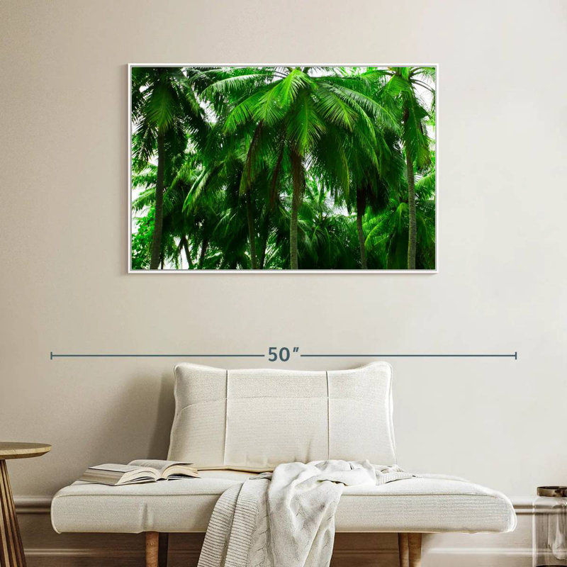 Palmier forêt, Cadre flottant blanc, 40 po x 27 po