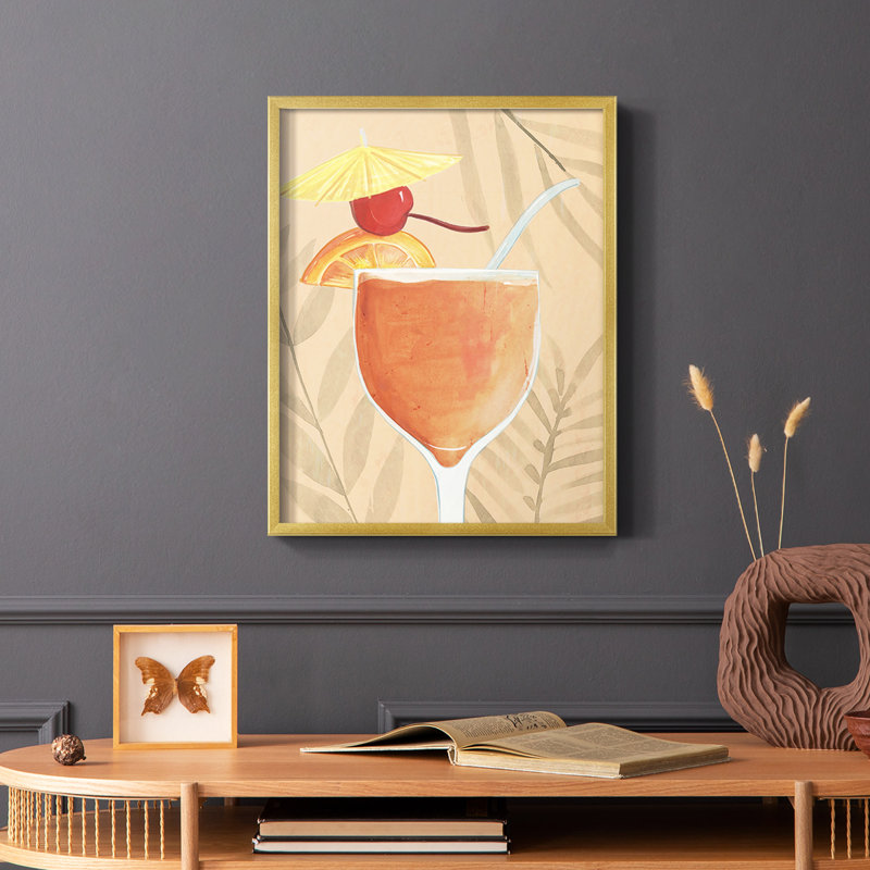 «Tropical Cocktail I», reproduction encadrée - bois massif, H 28 po x l 22 po, Or