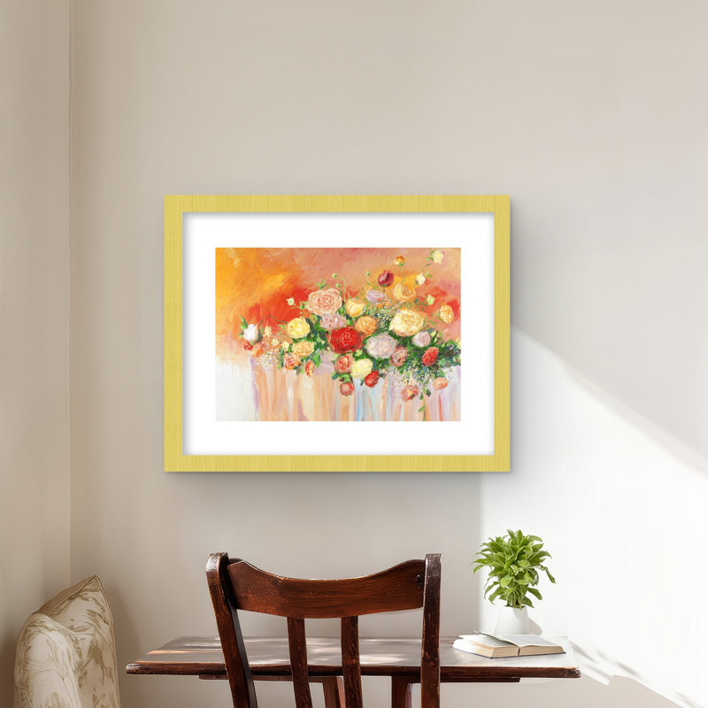 Bouquet de fleurs abstraites multicolores - impression encadrée