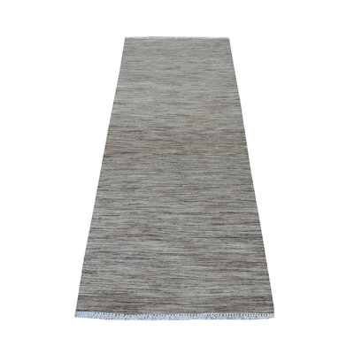 2'6" x 6'5" New Hand Woven Brown Wool Runner Oriental Rug - 55C211C7A3BB4E5BAF401C58F2A2E2DF