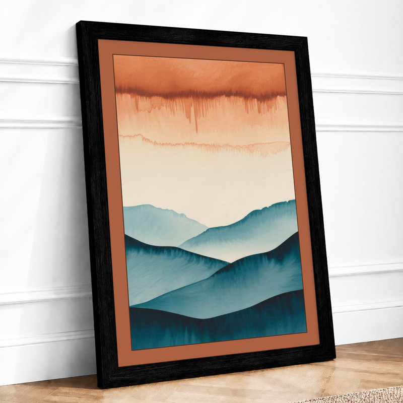 Mountains At Sunset Minimalist - Print, A2 - 59.4 x 42.0 cm, Black