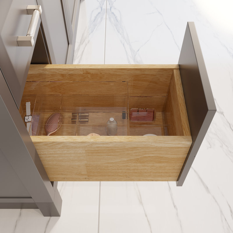 Capri III 48 po Meuble-lavabo à simple cuve en vison réfléchissant avec organisateur furtif, Vison, 48"