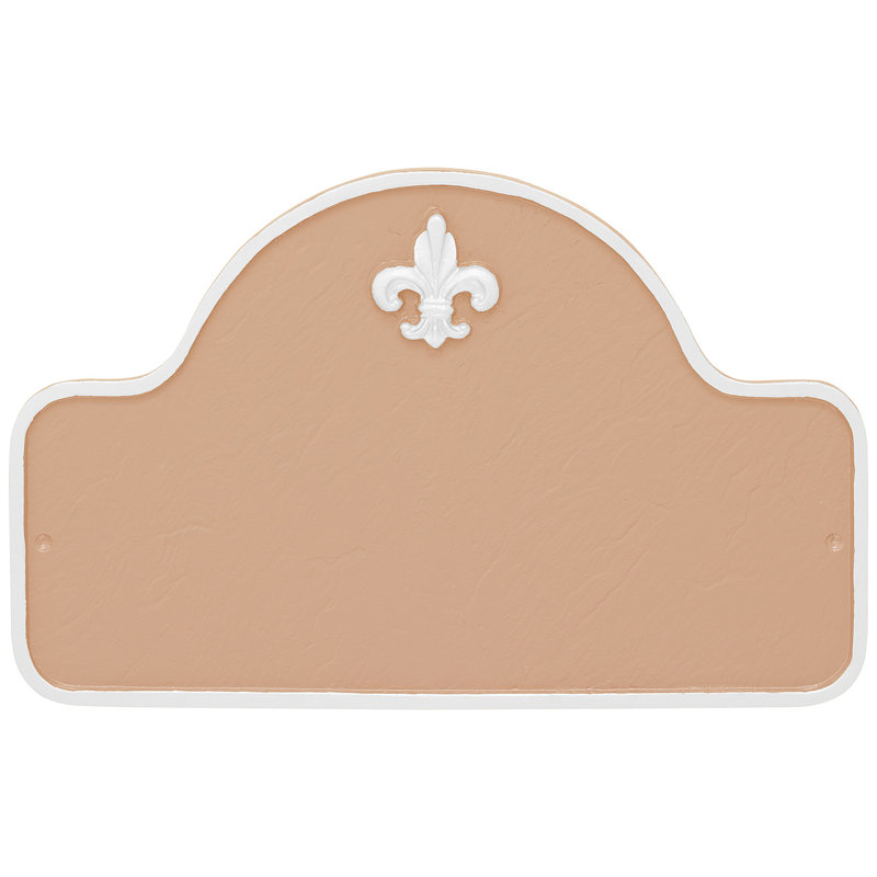 Plaque d'adresse à deux lignes Fleur de Lis Lexington, Taupe/blanc, Oui