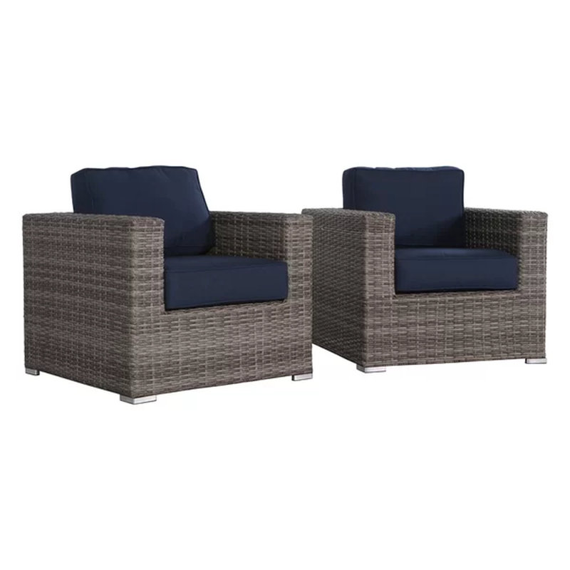 Chaises de patio grises - assise confortable, dossier coussiné, tissu