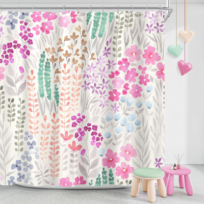 Wildflower Boho Cottagecore Polyester Shower Curtain Set