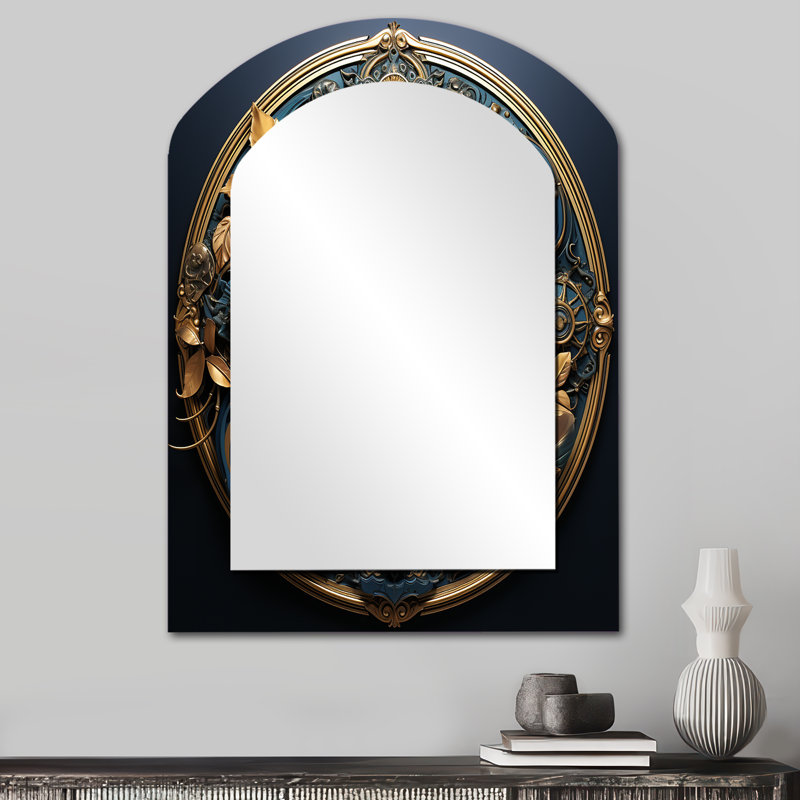 Miroir mural en forme d'arche dorée 3D, 34 po x 25 po