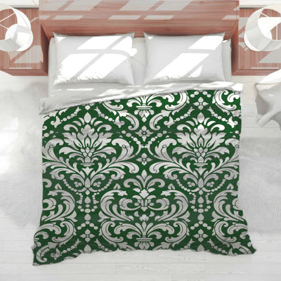 Green White Damask Comforter