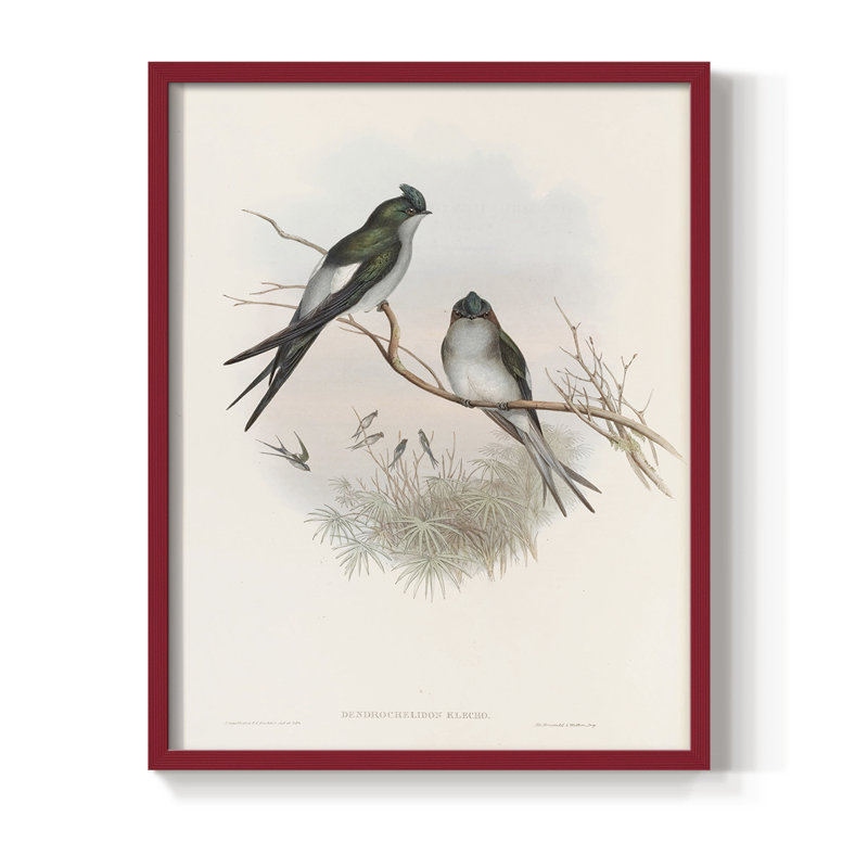 Imprimé animalier rétro X, reproduction encadrée - bois massif, H 15 po x l 12 po, Rouge