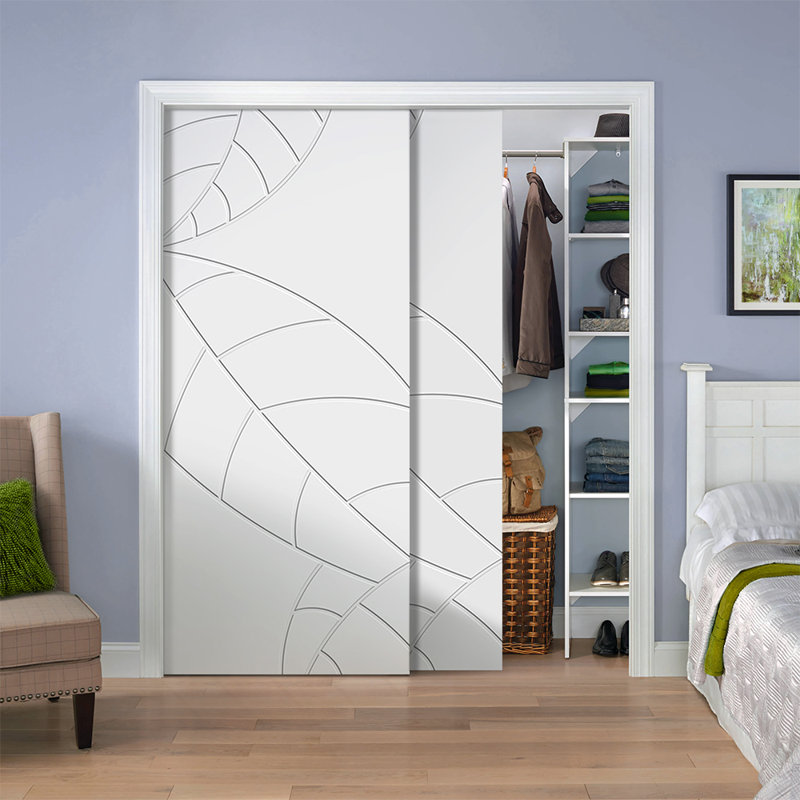 Portes de placard coulissantes à panneaux, 48 po x 80 po, Blanc