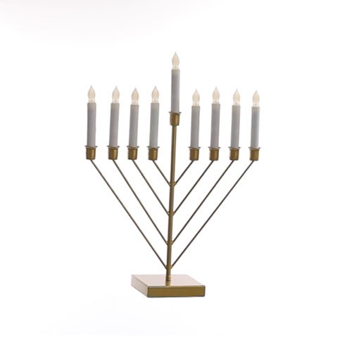 Hanukkah Home Glitter Globe LED Candle with Timer - Menorah