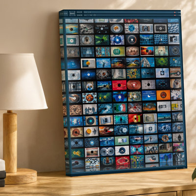 Canvas A Vibrant Grid Of Music Album Covers Arranged In A Wall Art Visually Striking Collage Each Cover Features A Unique Design Canvas Wall Art