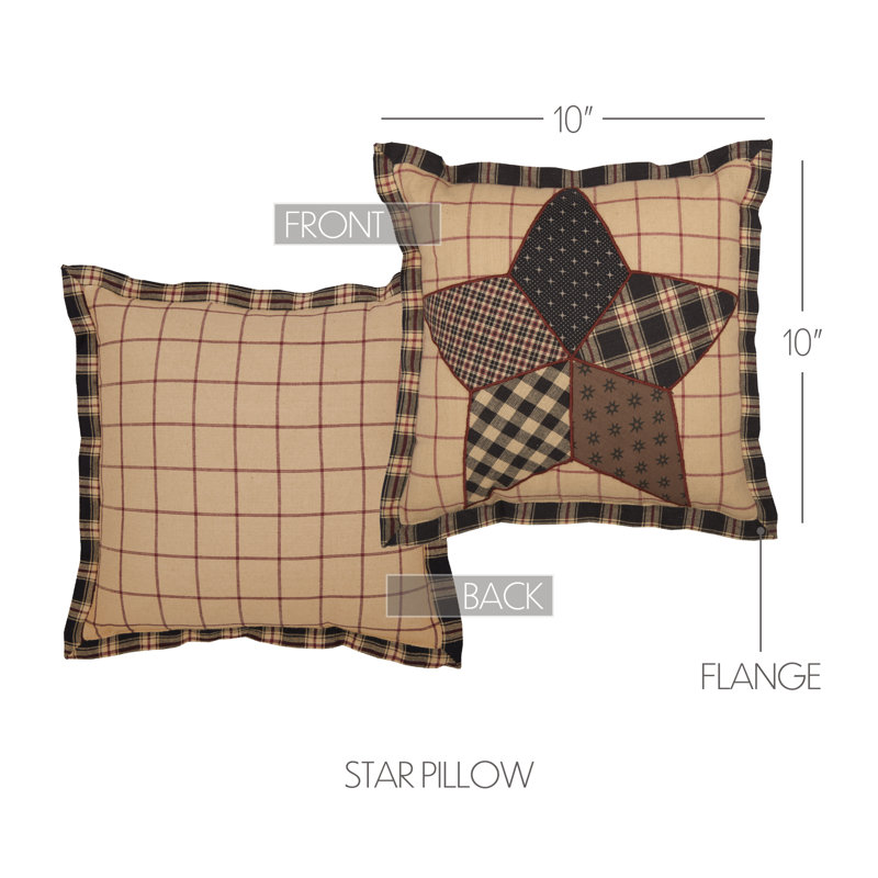 Bingham Star Patchwork Cotton Throw Pillow in Black and Beige