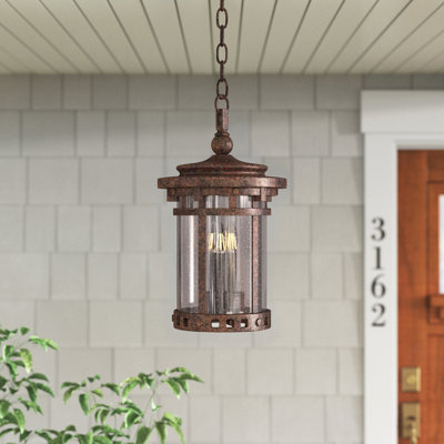 Lanterne suspendue d'extérieur en bronze à 3 lumières H 17,5 po Ilarion