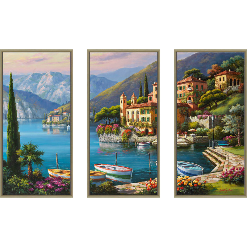 "Villa Bella Vista" par Sung Kim, reproduction sur toile flottante 3 pièces, H 41,5 po x l 64,5 po x P 2 po