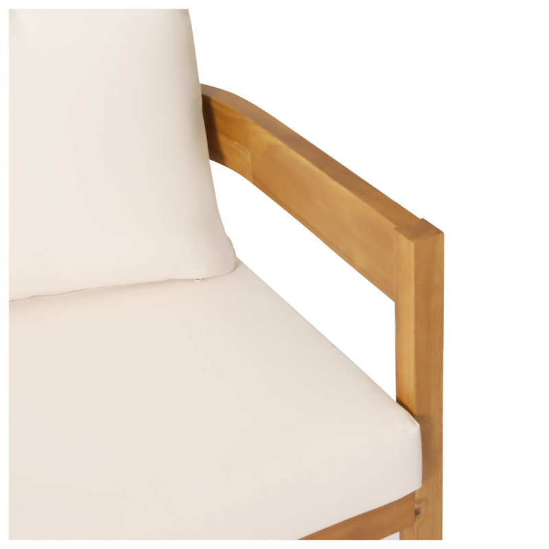 Canapé 2 places droit Brooklyn avec structure en bois d'acacia beige
