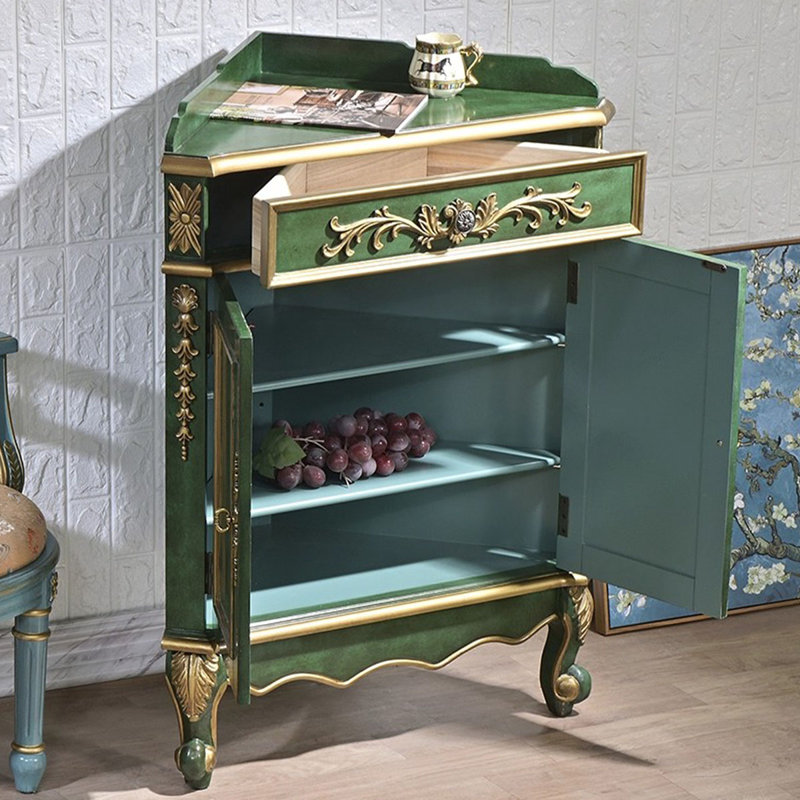 Armoire de coin en bois manufacturé vert