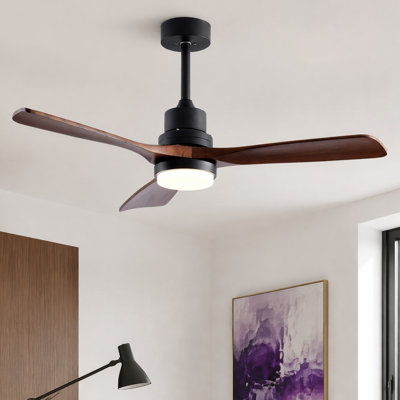 Ventilateur de plafond à intensité variable en bois 52 po avec lumières et télécommande CC 3CCT