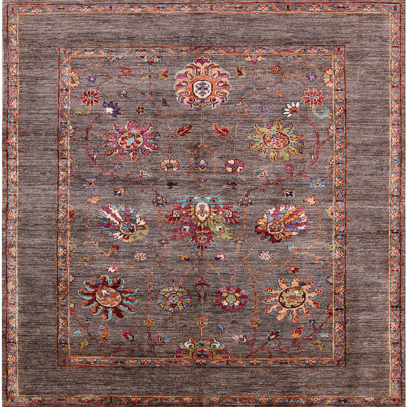 Tapis 100% Mid-Century moderne lavable à la machine 2426, Carré 5 pi