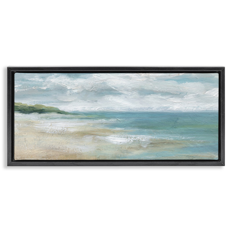 Summer Beach Oasis, H 11 po x l 25 po, Cadre flottant noir de jais