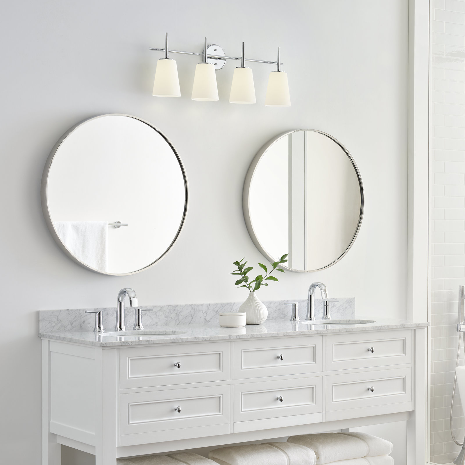 Erlandson 4 Light Dimmable Vanity Light, 100W A19 Medium, Chrome