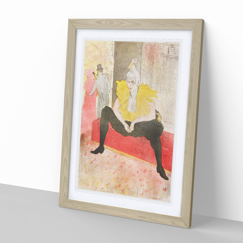 The Seated Clowness by Henri de Toulouse-Lautrec - Framed Print, Oak Framed, 65cm H x 48cm W x 2cm D