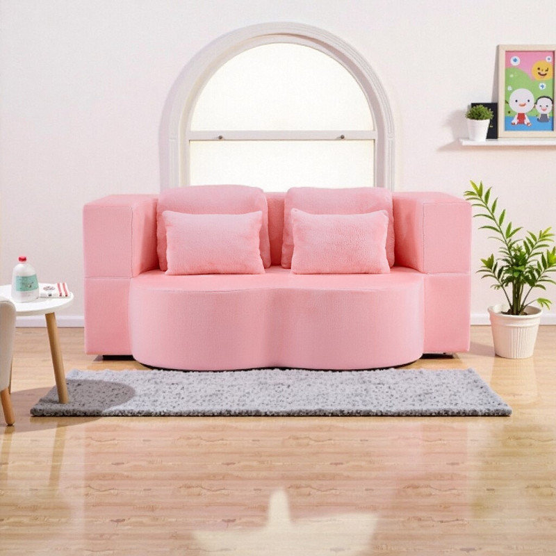 Grand canapé-lit pliable en mousse haute densité, Rose
