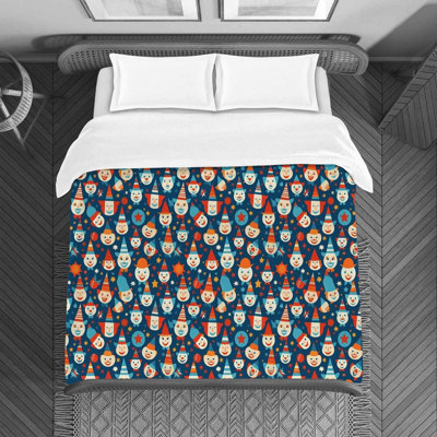 Clown Party Blue Duvet Cover